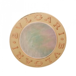 Pre Owned Bvlgari Bvlgari Mother of Pearl 18k Rose Gold Circular Ring Size 55