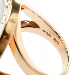 Pre Owned Bvlgari Bvlgari Mother of Pearl 18k Rose Gold Circular Ring Size 55