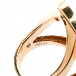 Pre Owned Bvlgari Bvlgari Mother of Pearl 18k Rose Gold Circular Ring Size 55