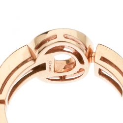 Pre Owned Bvlgari Bvlgari Pave Diamond 18k Rose Gold Ring Size 54