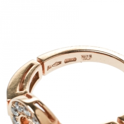 Pre Owned Bvlgari Bvlgari Pave Diamond 18k Rose Gold Ring Size 54