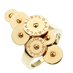 Pre Owned Bvlgari Cicladi 7 Disc 18k Yellow Gold Ring Size 56