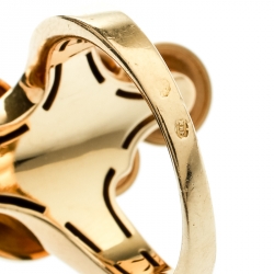 Pre Owned Bvlgari Cicladi 7 Disc 18k Yellow Gold Ring Size 56