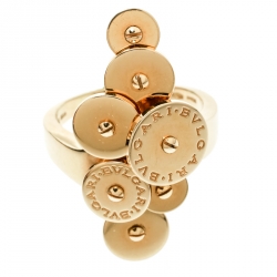 Pre Owned Bvlgari Cicladi 7 Disc 18k Yellow Gold Ring Size 56