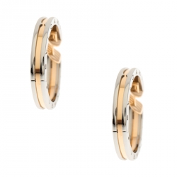 Pre Owned Bvlgari B.Zero1 18k Rose Gold & Stainless Steel Hoop Earrings