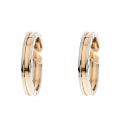 Pre Owned Bvlgari B.Zero1 18k Rose Gold & Stainless Steel Hoop Earrings