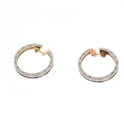 Pre Owned Bvlgari B.Zero1 18k Rose Gold & Stainless Steel Hoop Earrings
