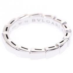Bvlgari Serpenti 18K White Gold Wedding Band Ring Size 54