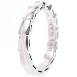 Bvlgari Serpenti 18K White Gold Wedding Band Ring Size 54