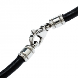 Pre Owned Bvlgari Tondo Sun 18k Gold & Stainless Steel Pendant Cord Necklace