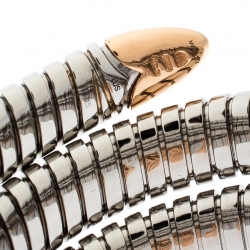 Bvlgari Serpenti Tubogas Stainless Steel 18k Rose Gold Double Spiral Bracelet SM