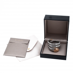 Bvlgari Serpenti Tubogas Stainless Steel 18k Rose Gold Double Spiral Bracelet SM