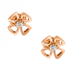 Pre Owned Bvlgari Fiorever Diamond 18k Rose Gold Flower Stud Earrings