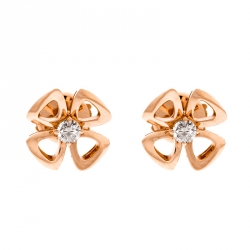Pre Owned Bvlgari Fiorever Diamond 18k Rose Gold Flower Stud Earrings