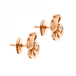 Pre Owned Bvlgari Fiorever Diamond 18k Rose Gold Flower Stud Earrings