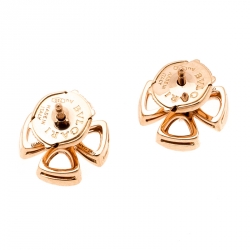 Pre Owned Bvlgari Fiorever Diamond 18k Rose Gold Flower Stud Earrings