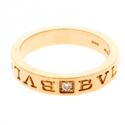 Bvlgari Bvlgari Diamond 18K Rose Gold Band Ring Size 59