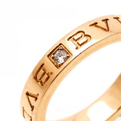 Bvlgari Bvlgari Diamond 18K Rose Gold Band Ring Size 59
