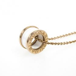 Pre Owned Bvlgari B.Zero1 Pink Gold and White Ceramic Pendant Necklace