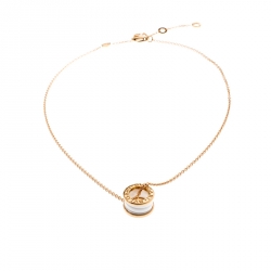 Bvlgari B.Zero1 White Ceramic 18k Rose Gold Pendant Necklace