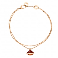 Pre Owned Bvlgari Divas's Dream Carnelian 18k Rose Gold Charm Bracelet