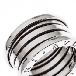 Pre Owned Bvlgari B.Zero1 4-Band 18k White Gold Band Ring Size 51