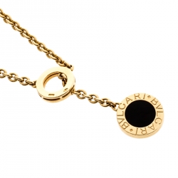 Pre Owned Bvlgari Onyx 18k Yellow Gold Circular Lariat Necklace