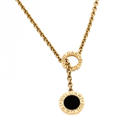 Pre Owned Bvlgari Onyx 18k Yellow Gold Circular Lariat Necklace
