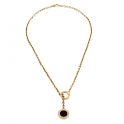 Pre Owned Bvlgari Onyx 18k Yellow Gold Circular Lariat Necklace