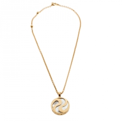 Bvlgari Optical Illusion Mother of Pearl 18k Yellow Gold Pendant Necklace
