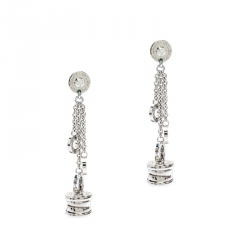 Bvlgari B.Zero1 Diamond 18k White Gold Long Dangle Earrings