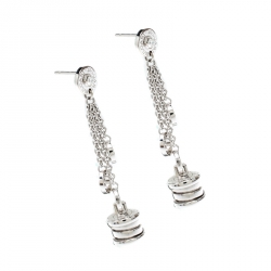 Bvlgari B.Zero1 Diamond 18k White Gold Long Dangle Earrings