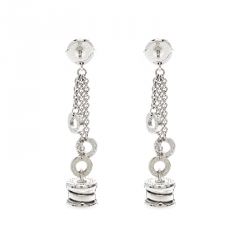 Bvlgari B.Zero1 Diamond 18k White Gold Long Dangle Earrings