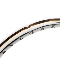 Bvlgari B.Zero1 Stainless Steel 18k Gold Narrow Open Cuff Bracelet