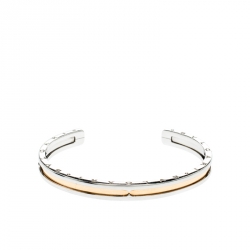 Bvlgari B.Zero1 Stainless Steel 18k Gold Narrow Open Cuff Bracelet