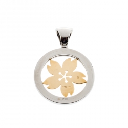 Pre Owned Bvlgari Tondo Sakura Flower Steel & 18k Yellow Gold Pendant
