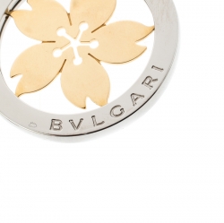 Pre Owned Bvlgari Tondo Sakura Flower Steel & 18k Yellow Gold Pendant