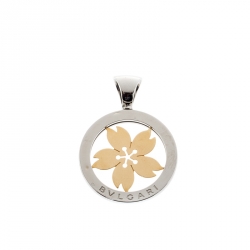Pre Owned Bvlgari Tondo Sakura Flower Steel & 18k Yellow Gold Pendant