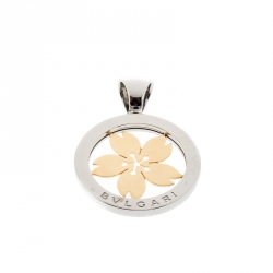 Pre Owned Bvlgari Tondo Sakura Flower Steel & 18k Yellow Gold Pendant
