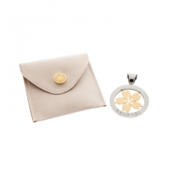 Pre Owned Bvlgari Tondo Sakura Flower Steel & 18k Yellow Gold Pendant