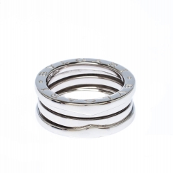 Pre Owned Bvlgari B.Zero1 3-Band 18k White Gold Ring Size 52