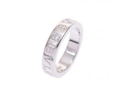 Pre Owned Bvlgari Diamond And 18K White Gold Band Ring Size 46