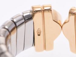 Pre Owned Bvlgari Parenthite Bogas 18K Yellow Gold And Diamond And Stainless Steel Ring Size 47