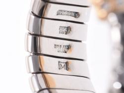 Pre Owned Bvlgari Parenthite Bogas 18K Yellow Gold And Diamond And Stainless Steel Ring Size 47