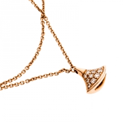 Pre Owned Bvlgari Divas' Dream Pavè Diamond 18k Rose Gold Charm Bracelet