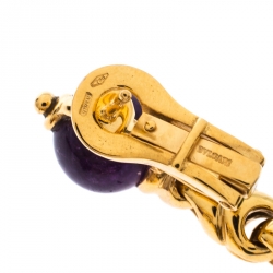 Pre Owned Bvlgari Amethyst Peridot 18k Yellow Gold Dangle Earrings