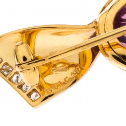 Pre Owned Bvlgari Bon Bon Wrapped Candy Tourmaline Diamond 18k Yellow Gold Pin Brooch