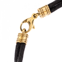 Bvlgari 18K Yellow Gold Engraved Circle Charm On Cord Bracelet