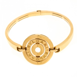 Pre Owned Bvlgari Cerchi Astrale 18K Yellow Gold Shield Bangle Bracelet
