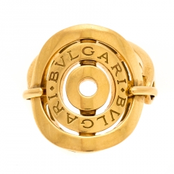 Bvlgari Cerchi Astrale 18K Yellow Gold Shield Band Ring Size 55